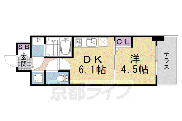 CREST TAPP 京都太秦天神川 DEX II(1DK/1階)の間取り写真