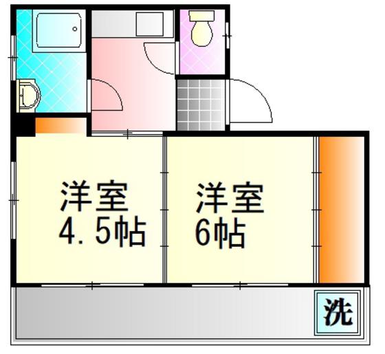 冨岡ビル(2K/3階)の間取り写真