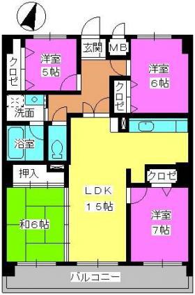 ロマネスク寺塚ルネッサンス(4LDK/3階)の間取り写真