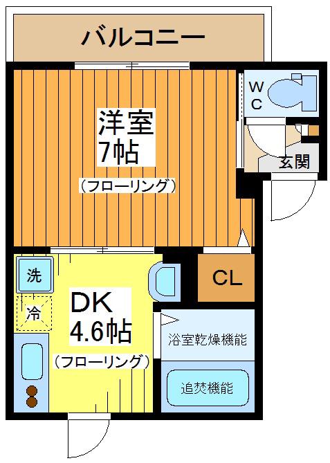 クレスト三軒茶屋(1DK/2階)の間取り写真