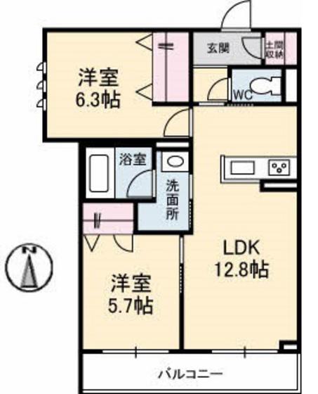 メゾンフェリシア(2LDK/2階)の間取り写真