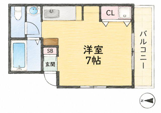 アンソレイユ(ワンルーム/2階)の間取り写真