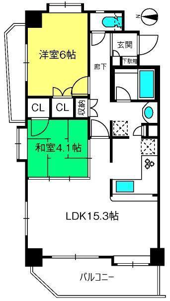 LASANTE浦和常盤公園(2LDK/4階)の間取り写真