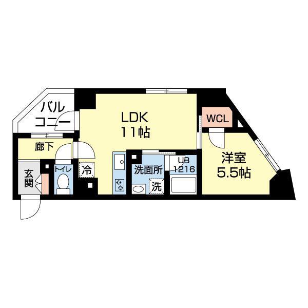 リエゾンFUKUMI(1LDK/4階)の間取り写真