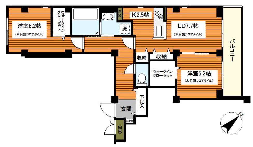 BAY WOOD YOKOHAMA(2LDK/5階)の間取り写真