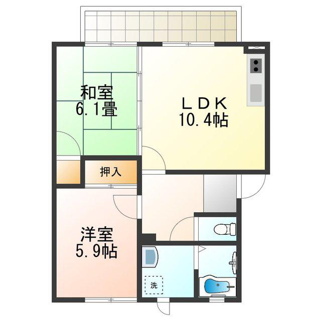 グリーンプラザ一筆A(2LDK/1階)の間取り写真