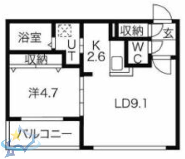 アジュールコートN5(1LDK/5階)の間取り写真