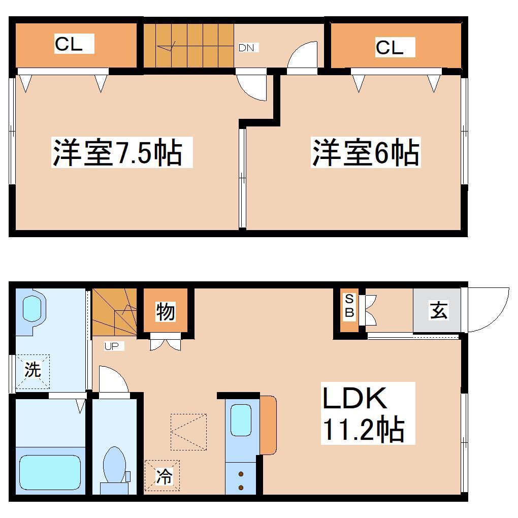 サニーカーサハル(2LDK/1階)の間取り写真