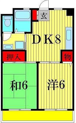 TNKハイツ四つ木(2DK/2階)の間取り写真