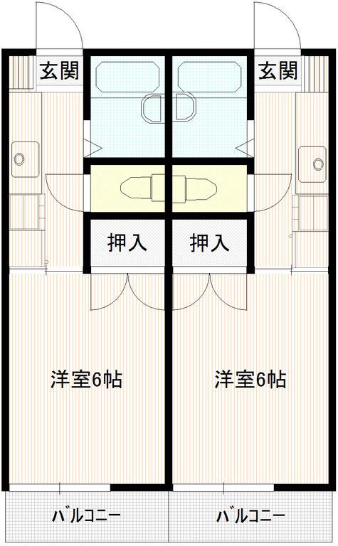 クレールハタノ(1K/1階)の間取り写真