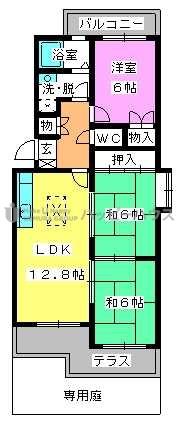 ベレーザ旭ヶ丘(3LDK/1階)の間取り写真