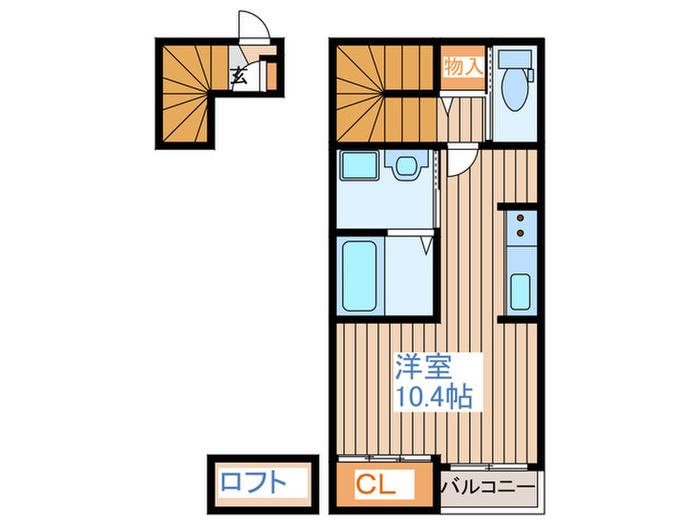 フェルトHANDEN(ワンルーム/2階)の間取り写真