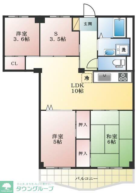 大森ハイツ(3SLDK/10階)の間取り写真