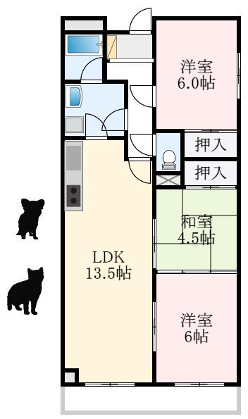 セルサス和泉(3LDK/4階)の間取り写真