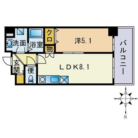 愛宕ガーデンリュクス(1LDK/8階)の間取り写真