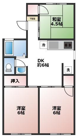 ドミ高坂(3DK/2階)の間取り写真