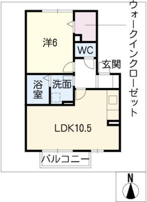 ジョイフルふじA棟(1LDK/1階)の間取り写真