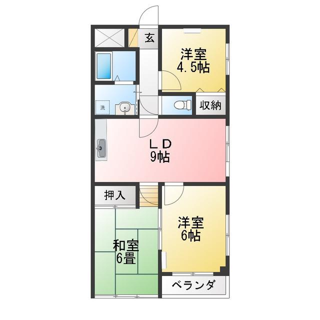第二江塚ビル(3LDK/3階)の間取り写真