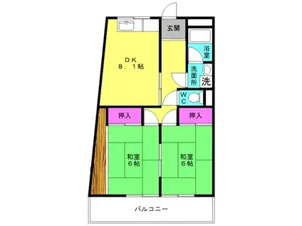 エクセレント宝殿3号棟(2DK/3階)の間取り写真