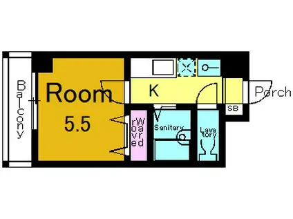 ラカーサ山科(1K/3階)の間取り写真