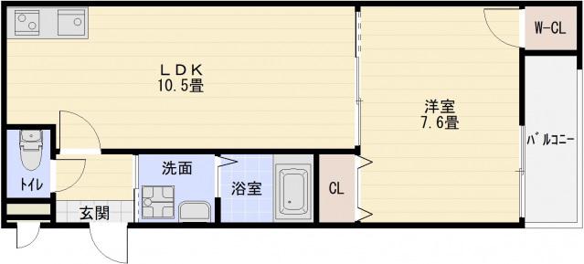 フジパレスパルトネールさとのⅢ番館(1LDK/3階)の間取り写真