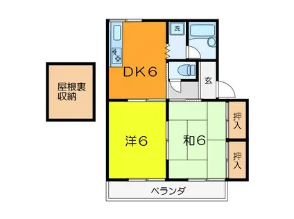 メゾン槙(2DK/2階)の間取り写真