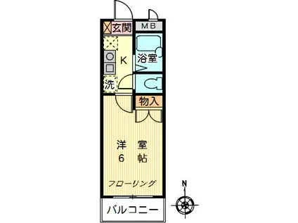 ハイブリッジマンション(1K/3階)の間取り写真