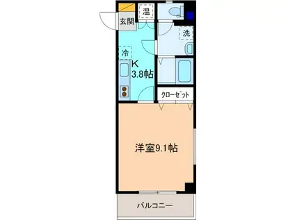 シノア北安江(1K/2階)の間取り写真