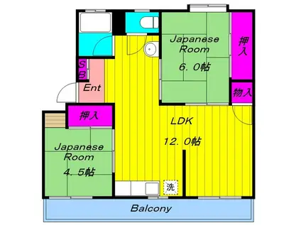 手塚サンビレッヂ(2LDK/1階)の間取り写真