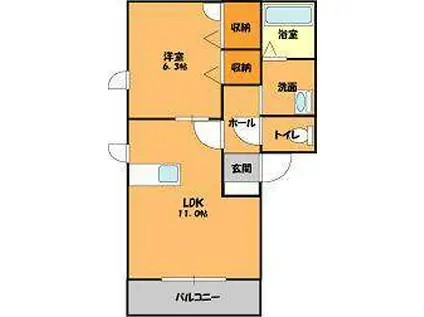 ブリリアントE(1LDK/1階)の間取り写真
