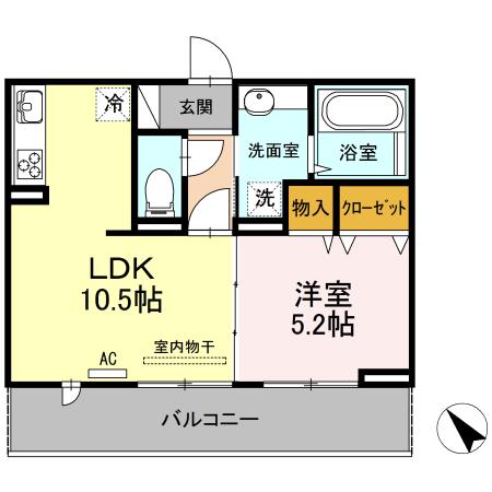 グランコート(1LDK/3階)の間取り写真
