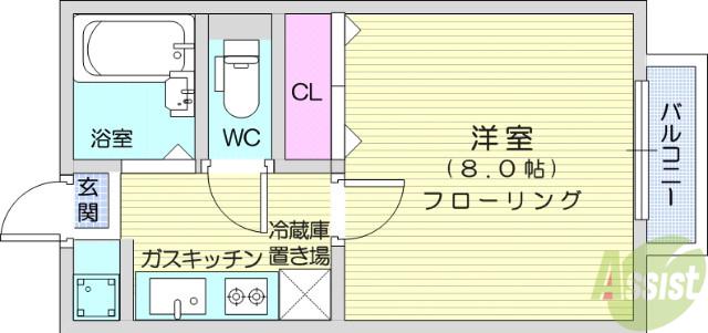 Kハウス(1K/1階)の間取り写真