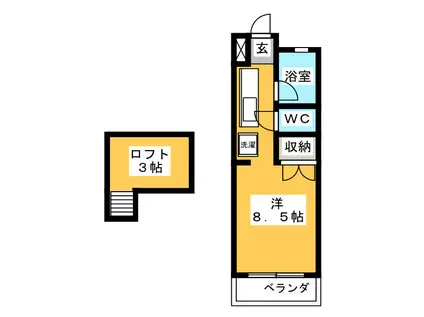 マスキャン黒野(ワンルーム/4階)の間取り写真