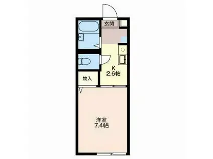 リトル・ビレッジ B(1K/2階)の間取り写真