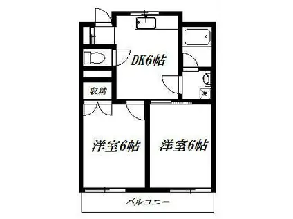 富士ハイム(2DK/1階)の間取り写真