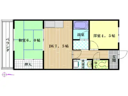 アーバンライフ浅尾(2DK/2階)の間取り写真