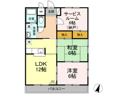 グランドハイツ(2SLDK/1階)の間取り写真