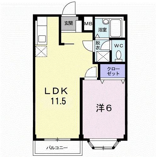 アネックス石井(1LDK/2階)の間取り写真