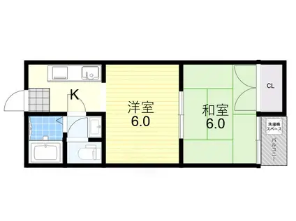 SPOLL南住吉(2K/4階)の間取り写真