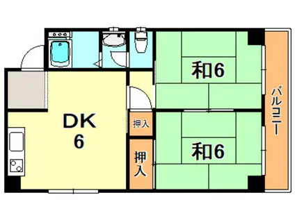メゾンドミズホ(2DK/2階)の間取り写真