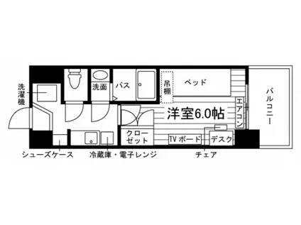 学生会館 エスリード カレッジゲート近大前(ワンルーム/1階)の間取り写真