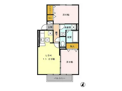 コンフォール(2LDK/1階)の間取り写真