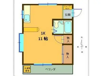 ビラデルレイ(1K/2階)の間取り写真
