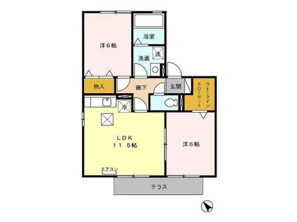 SUNパティオ(2LDK/1階)の間取り写真