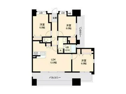 プライムアーバン長町一丁目(3LDK/6階)の間取り写真