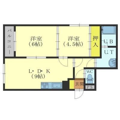 メゾン富岡(2DK/3階)の間取り写真