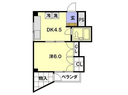 東文教ハイツ(1DK/4階)の間取り写真