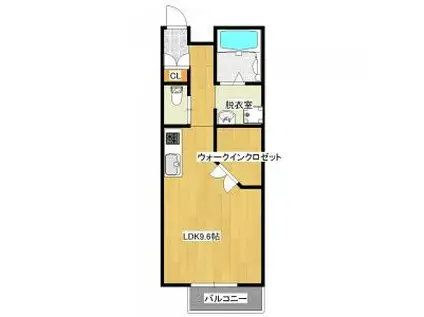 エアフォルク(ワンルーム/1階)の間取り写真