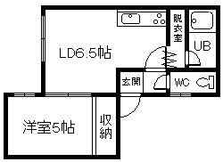 チュリス4・5(1DK/2階)の間取り写真