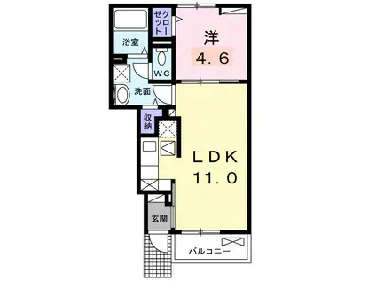 フルール・ド・リス I(1LDK/1階)の間取り写真